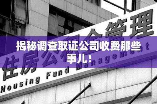 乐平揭秘调查取证公司收费那些事儿！