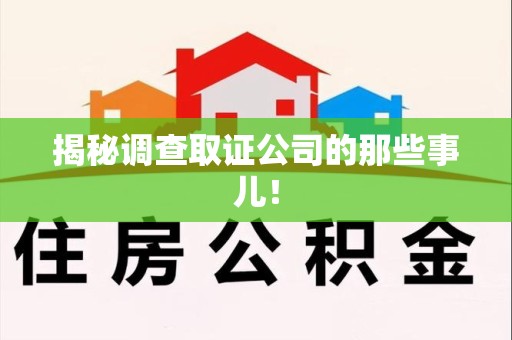 乐平揭秘调查取证公司的那些事儿！