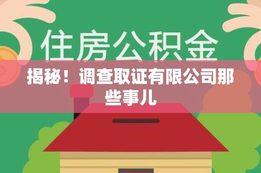 乐平揭秘！调查取证有限公司那些事儿
