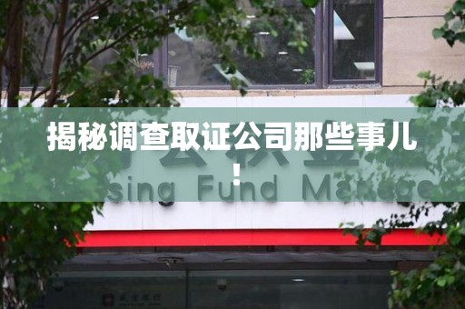乐平揭秘调查取证公司那些事儿！