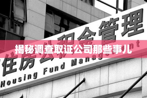乐平揭秘调查取证公司那些事儿