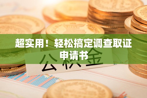 乐平超实用！轻松搞定调查取证申请书