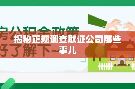 乐平揭秘正规调查取证公司那些事儿