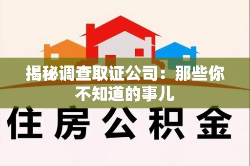 乐平揭秘调查取证公司：那些你不知道的事儿