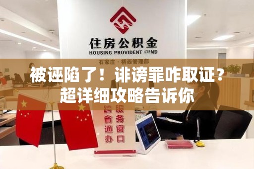 乐平被诬陷了！诽谤罪咋取证？超详细攻略告诉你