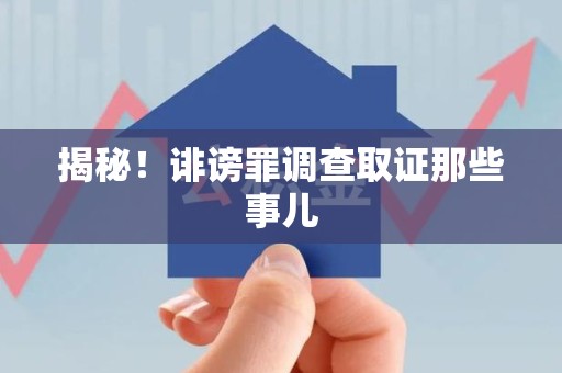 乐平揭秘！诽谤罪调查取证那些事儿